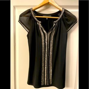 Gold sequined black top from White House Black Market